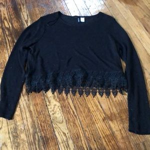 H&M’s Black Mesh Long Sleeve Crop Too